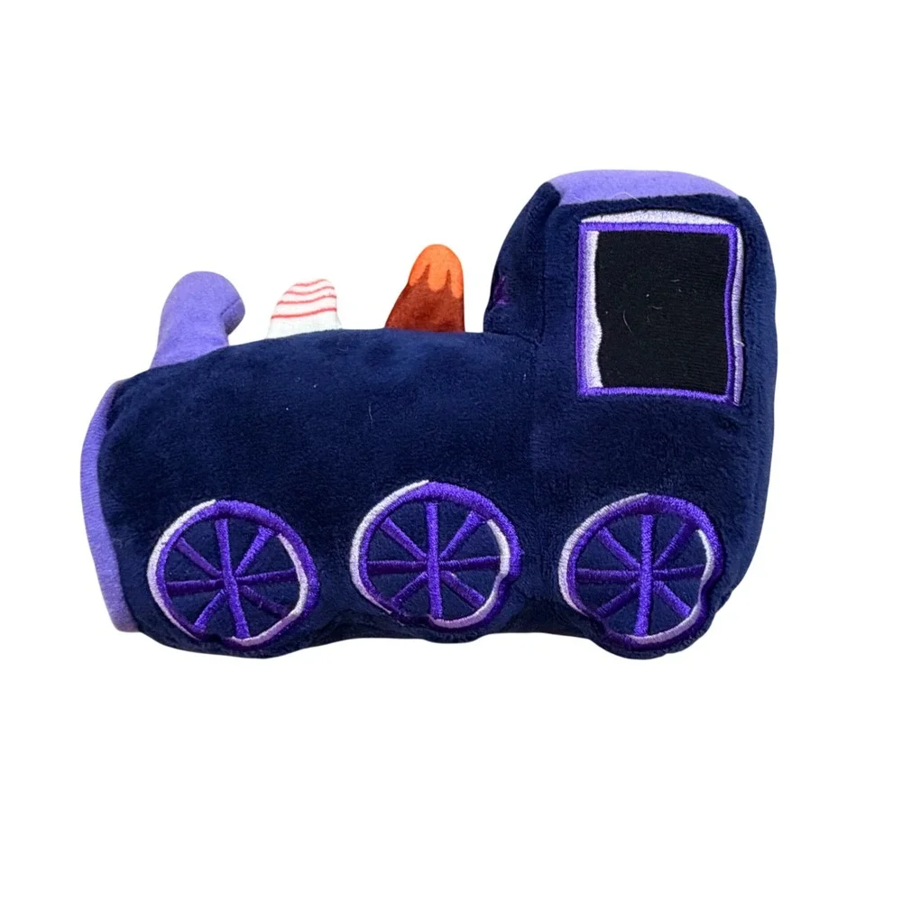 Blue Plush Train Engine Toy with Orange Dog Conductor Conductor Stuffed Animal